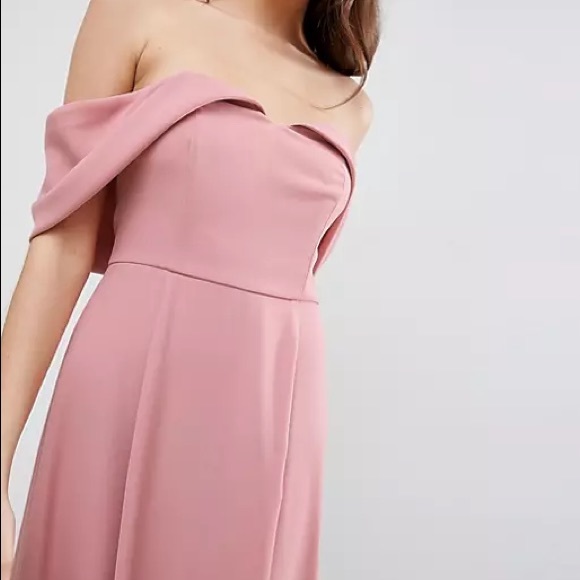 ASOS Bardot Fold Over Midi Prom Dress - Picture 3 of 8